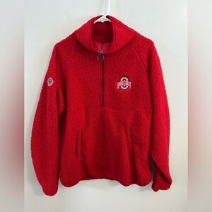 Ohio State Buckeyes Colosseum Womens Embriodered Sherpa 1/4 Zip Sweater Large